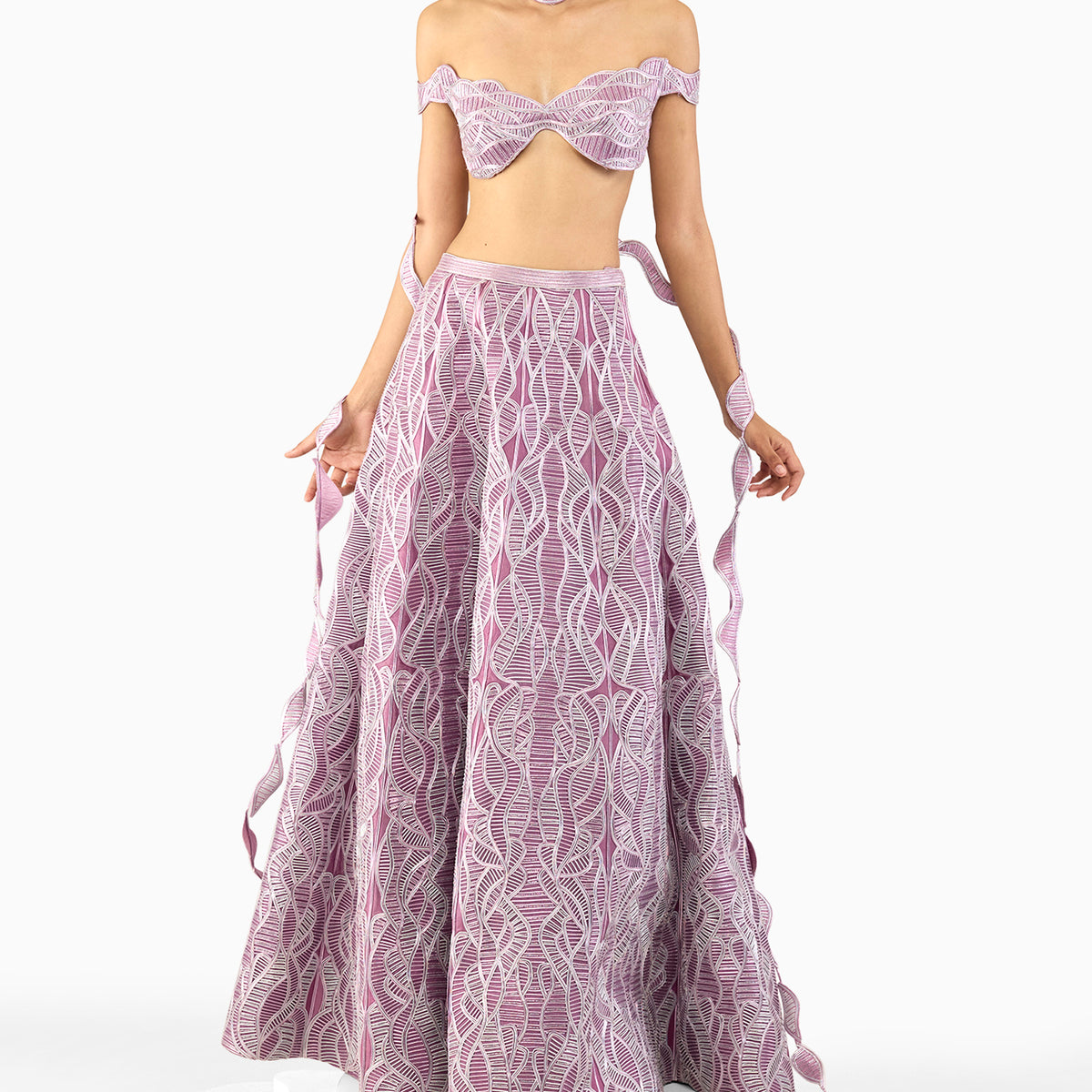 ONION PINK ALIEN LACE LEHENGA – Rimzim Dadu