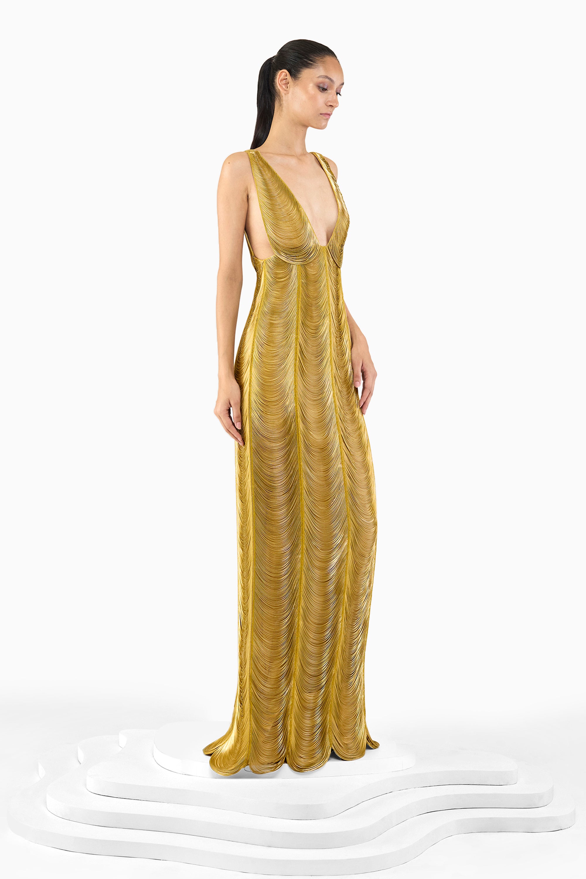 GOLD FRINGE GOWN Rimzim Dadu GOLD FRINGE GOWN Rimzim Dadu