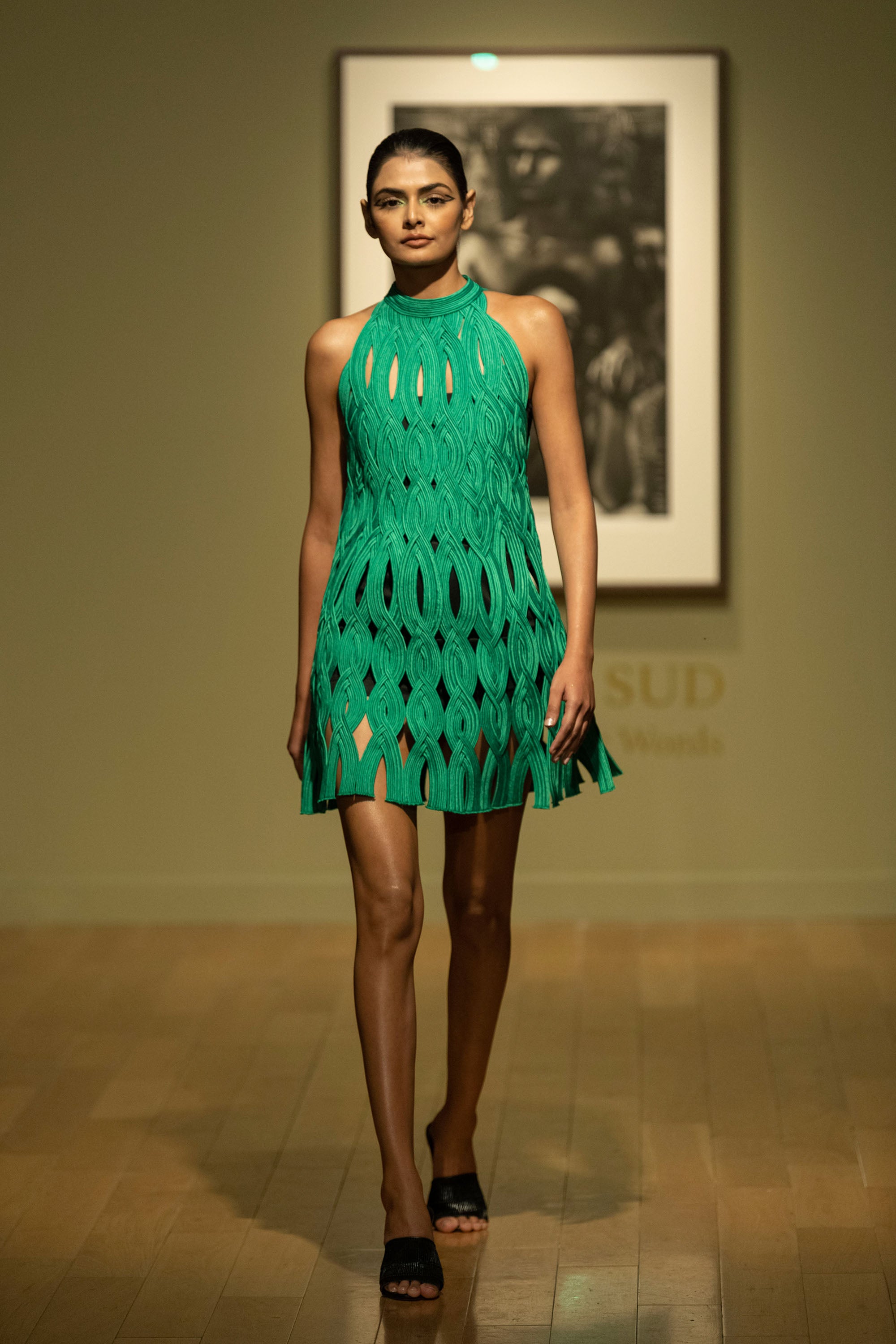 Satin Cord Braided A-Line Dress