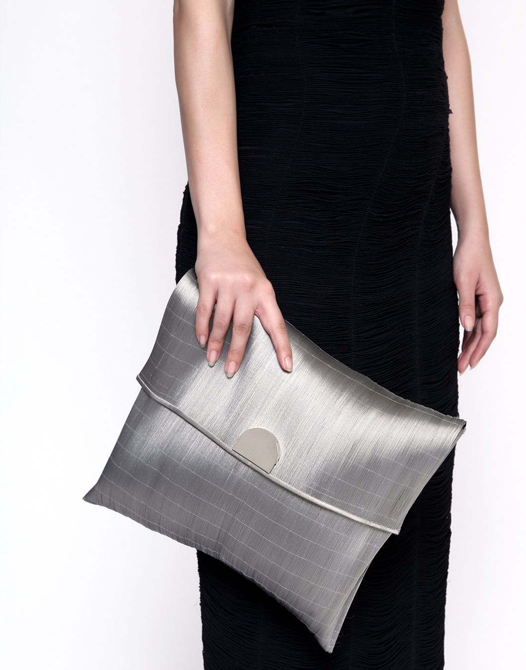 Silver Large Metal Clutch Bag